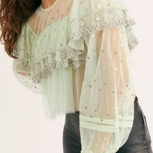 NWT Free People Disco Ball Swiss Dot Lace Top